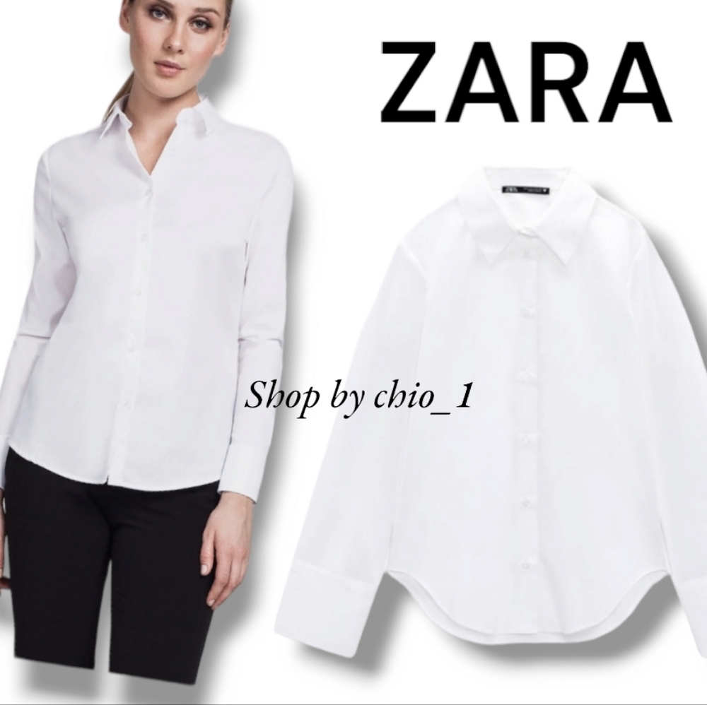 ZARA  WHITE FITTED POPLIN SHIRT bloggers favorite